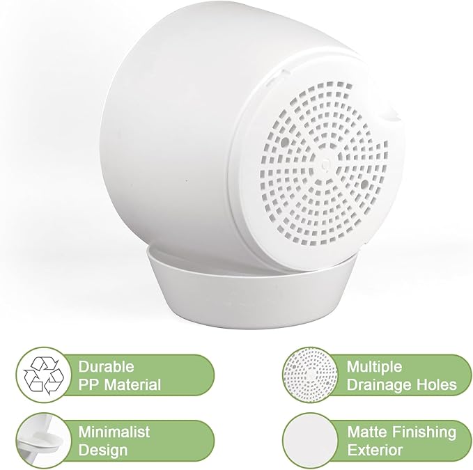 10/9/8 inch Medium Self Watering Pots, Plant Pots with Mesh Drainage Holes for Indoor Outdoor Garden Plants, Flower Pots with Removable Reservoir, Set of 3 Plastic Planters, White WSMKSZ