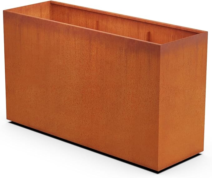Plantercraft Large Rectangular Planters for Outdoor Plants | 72x24x42 Inch Corten Steel Planter | Extra Large Outdoor Planter Box for Patio Privacy Screen & Commercial Landscaping | Made in USA Plantercraft