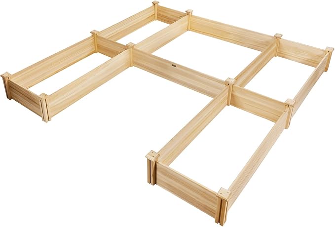Giantex U-Shaped Raised Garden Bed, Wood Raised Garden Planter Box for Vegetables and Flowers, Easy Assembly, Garden Container for Backyard, Patio, Balcony (92.5" Lx95 Wx11 H) Giantex