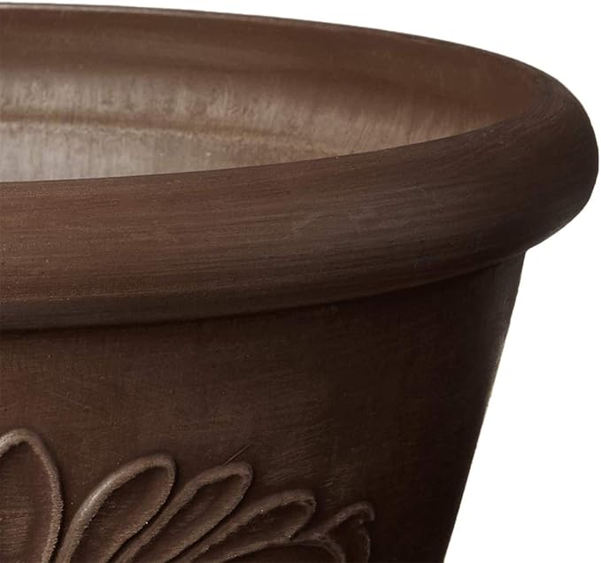 Arcadia Garden Products PSW TA20C Plastic/Stone/Wood Composite Bulb Pan – No Drainage Hole (Drillable), 8"x3", Chocolate PSW