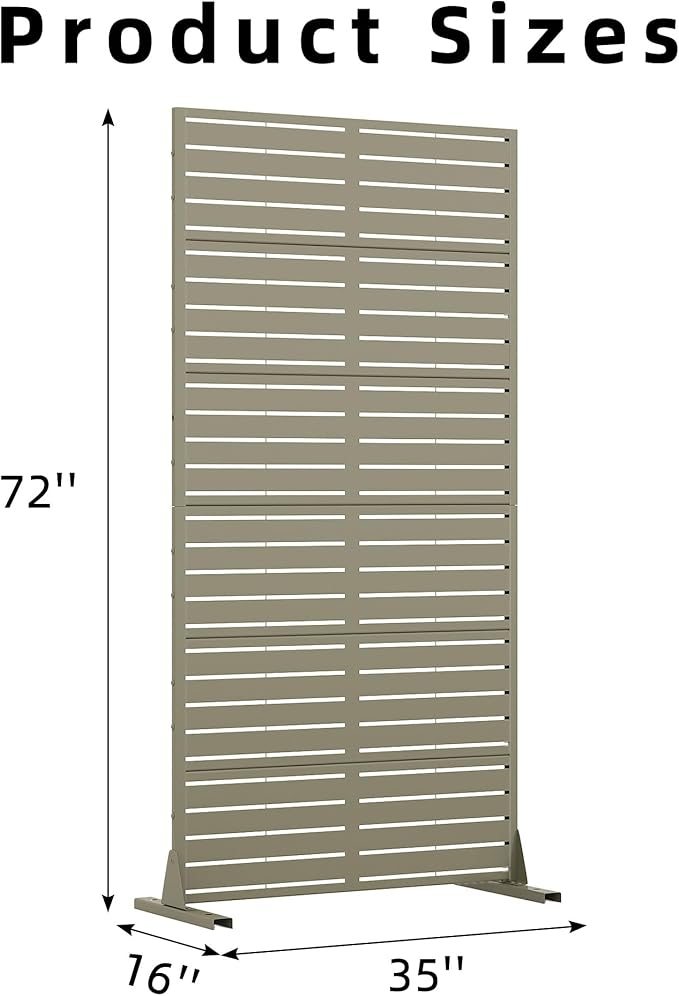 Casaphoria Metal Privacy Screen Outdoor, 72" H x 35" W Freestanding Decorative Privacy Screen for Patio Deck Balcony Garden with Stable Base, Green-Louvered Casaphoria