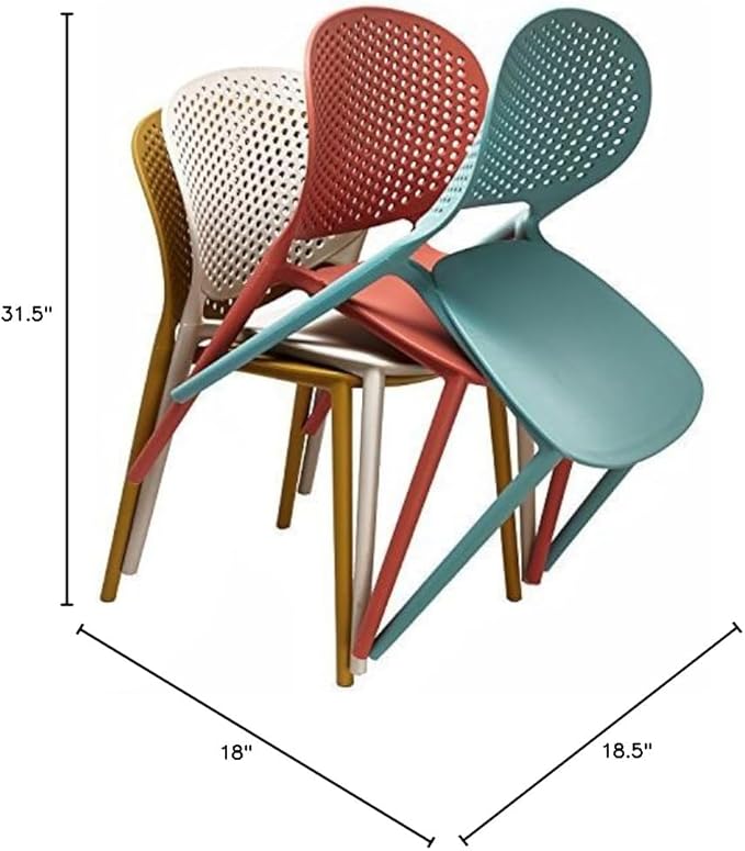 2xhome Set of 4 Patio Dining Chairs | Modern Stackable Outdoor Pool Side Chair | Weather Resistant Plastic for Yard, Porch, Balcony, Kitchen, Black 2xhome