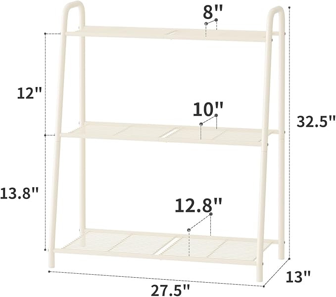 Metal Plant Stand Indoor Outdoor for Multiple Plants,3 Tier Plant Shelf,Large Heavy Duty Flower Holder Ladder Plant for Living Room, Patio, Balcony (White) Kitsanery