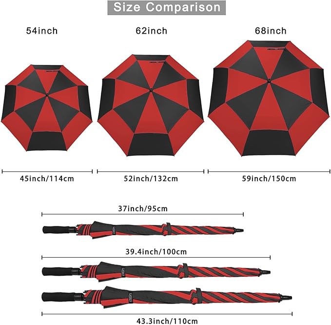 G4Free 47/54/62/68/72 Inch Automatic Open Golf Umbrella Oversize Extra Large Double Canopy Vented Windproof Waterproof Stick Umbrellas G4Free