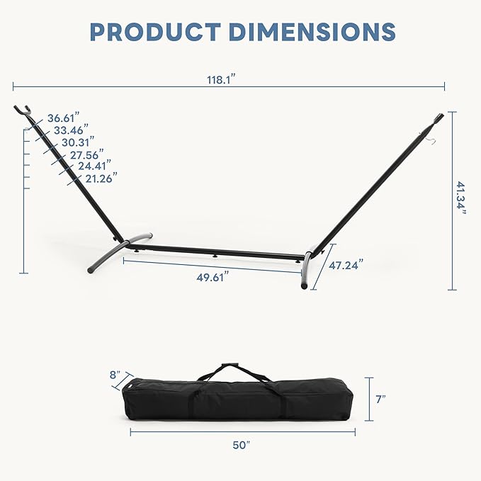DUMOS Hammock Stand Only, Heavy Duty Hammock Stands for Double 2 Person, Portable Steel Stand for Outside Garden Backyard Patio Pool Beach with Carrying Case DumosLifestyle