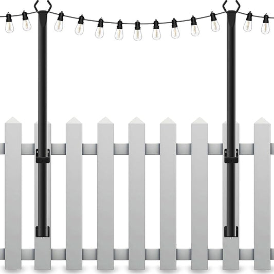 2 Pack String Light Poles,5Ft Light Poles for Outside String Lights,Outdoor Lights Pole with Fork,Metal Poles Stand for Patio Deck Backyard Mutovlin