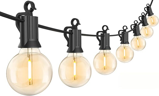 Brightown 30FT LED Outdoor String Lights, Plug-in Waterproof Patio Lights with 25 Shatterproof Bulbs, Warm White Outdoor Hanging Light Decor for Backyard Deck Garden Bistro Porch Party Brightown