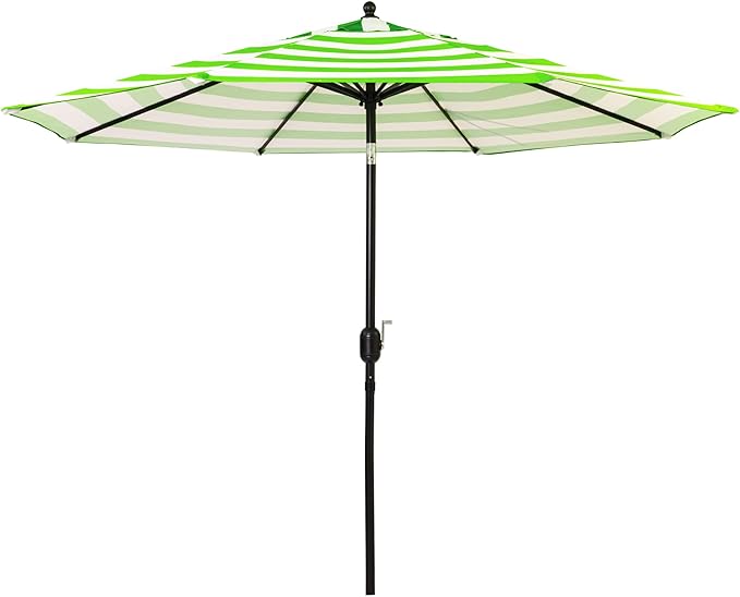 Sunnyglade 9' Patio Umbrella Outdoor Table Umbrella with 8 Sturdy Ribs (Grass Green and White) Sunnyglade