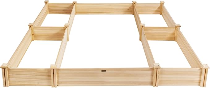 Giantex U-Shaped Raised Garden Bed, Wood Raised Garden Planter Box for Vegetables and Flowers, Easy Assembly, Garden Container for Backyard, Patio, Balcony (92.5" Lx95 Wx11 H) Giantex