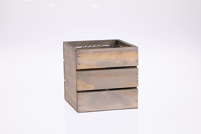 Wood Planter Box with Wine Crate Styled, 5 Inch Square, Rustic Barn Wood, Plastic Liner, Wedding Flowers Holder, Home and Venue Decor, (5x5 Wine Crate Set of 4) Rootora