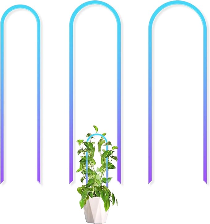 3 Pack U-Shaped Colorful Acrylic Plant Trellis for Indoor Plants, Small Plant Trellis for Potted Plants Climbing Plants, Plant Support Trellis for Vine Ivy Hoya Indoor Outdoor Rootora
