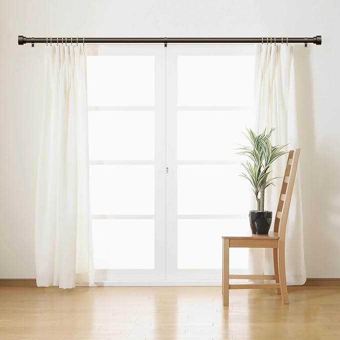 Curtain Rods for Windows 72 to 144, 1 Inch Adjustable Heavy Duty Long Window Drapery Rods with End Caps, Indoor Outdoor Curtain Rod for Patio Bedroom, Size 32" - 150", Antique Bronze TimeForest