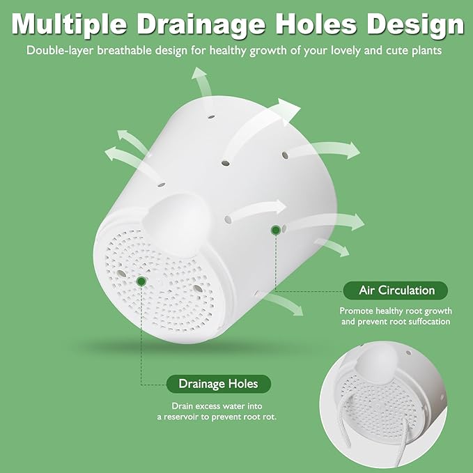 Orchid Pots with Holes, 6 Inch Self Watering Orchid Pot 2 Pack Plastic Plant Pots for Orchid, Flower (White) Vanslogreen