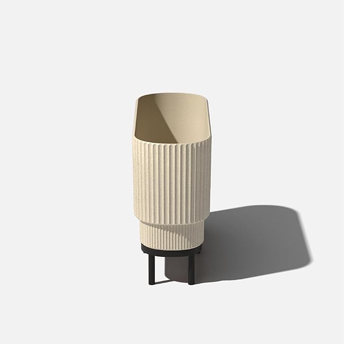 Veradek Demi Series Raised Long Planter for Indoor/Outdoor Use | Made from Plastic & Stone w/Wooden Stand | Modern Patio Décor for Flowers/Shrubs VeradekOutdoor