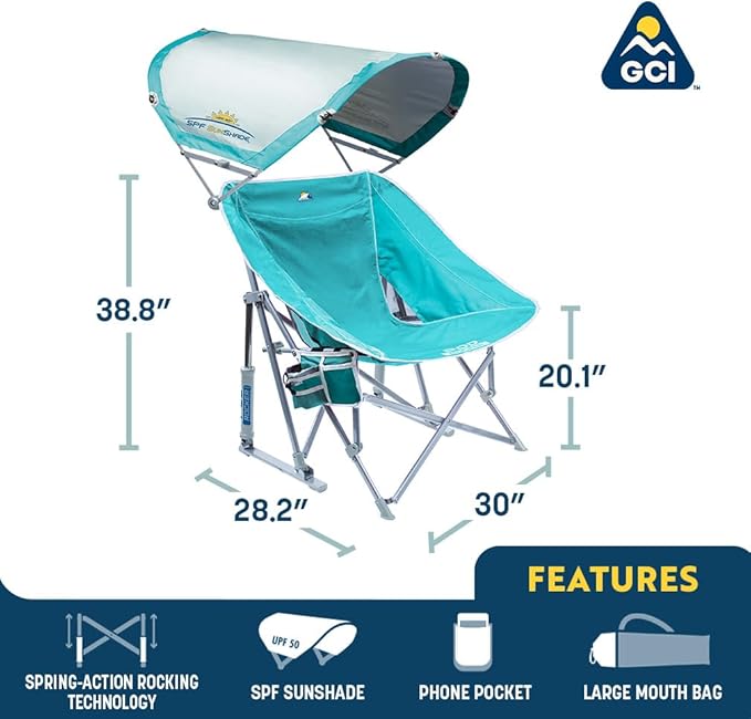 GCI Outdoor Waterside Pod Rocker Outdoor Rocking Chair with Sunshade Canopy GCIOUTDOOR