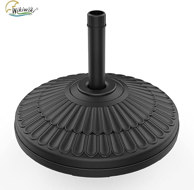 wikiwiki 80 Lbs Round Weighted Patio Umbrella Base, Free Standing Heavy Duty Base Water & Sand Filled Plastic Round Umbrella Base (Charcoal) WikiwikiPatioUmbrellas