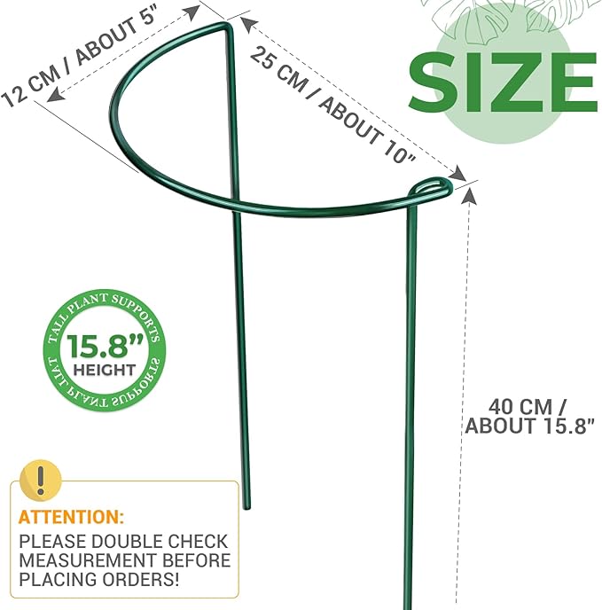 LEOBRO Plant Support, 8PCS Peony Cages and Supports, Plant Stakes for Indoor Plants, Outdoor Plants, Plant Holders, Tomato Monstera Hydrangea Support Cage, 10" W x 15.8" H LEOBRO