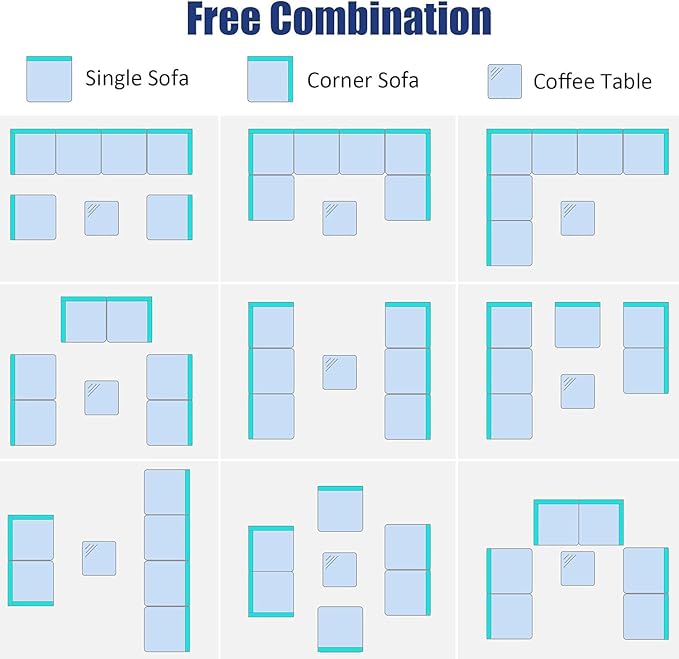 Tangkula 7 Pieces Wicker Patio Furniture Set, All-Weather Outdoor Rattan Sectional Sofa Set with Cushions & Tempered Glass Coffee Table, Outside Sofa Set for Garden, Lawn, Deck, Backyard TANGKULA