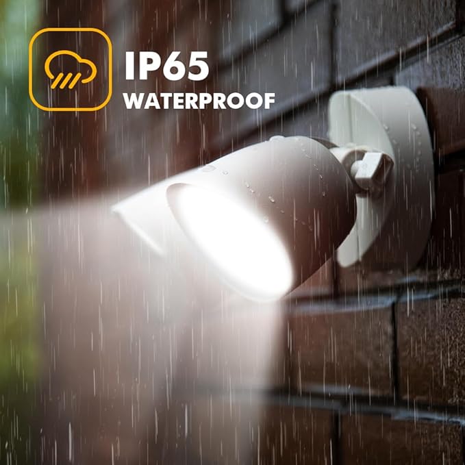 LUTEC 6222W-D2D 3500 Lumen 32 Watt Dusk to Dawn Dual-Head Flood Light Outdoor Waterproof Exterior Security Wall Light, Full Metal Design Floodlight for Patio, Garden, Yard-White LUTEC
