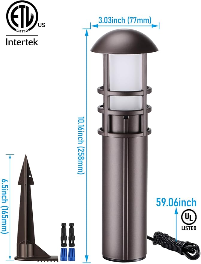 LEONLITE 8-Pack Low Voltage Landscape Lights Pathway, 3W 12V LED Path Lights, CRI90+, IP65 Waterproof Walkway Light, ETL Listed, Oil Rubbed Bronze Aluminum Housing, 3000K Warm White LEONLITE
