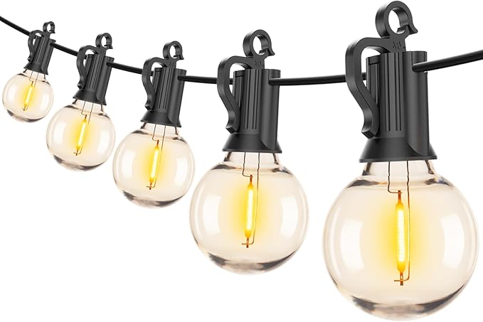 Brightown Outdoor String Lights, 100FT 100+2 G40 Bulbs Shatterproof Patio Lights, IP65 Waterproof Dimmable Hanging Connectable Globe LED Outdoor Lights for Backyard, Bistro, Porch, Deck, Balcony Brightown