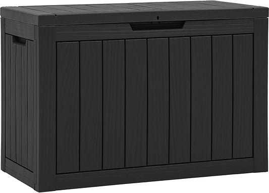 YITAHOME 45 Gallon Deck Box, Outdoor Storage Box for Patio Cushions, Outdoor Tools, Gardening Tools, Sports Equipment, and Throw Pillows, Lockable and Waterproof, Black YITAHOME
