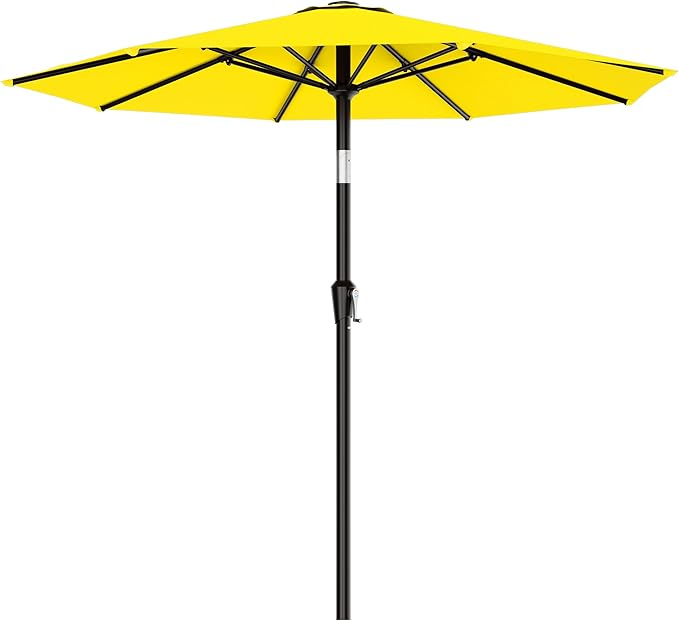 AreShark 9 FT Patio Umbrella for Outdoor, Outdoor Table Umbrella with Push Button Tilt and Crank, Outdoor Patio Umbrellas with 8 Sturdy Ribs for Market, Garden, Pool (Yellow) Rootora