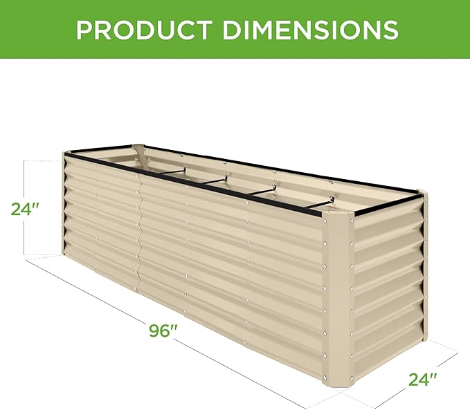 Best Choice Products 8x2x2ft Outdoor Metal Raised Garden Bed, Rectangular Deep Root Planter Box for Vegetables, Flowers, Herbs, and Succulents w/ 239 Gallon Capacity - Beige BestChoiceProducts