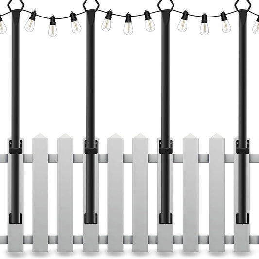 4 Pack String Light Poles,5 Ft Light Poles for Outside String Lights,Outdoor Lights Pole with Fork,Metal Poles Stand for Patio Deck Backyard Mutovlin
