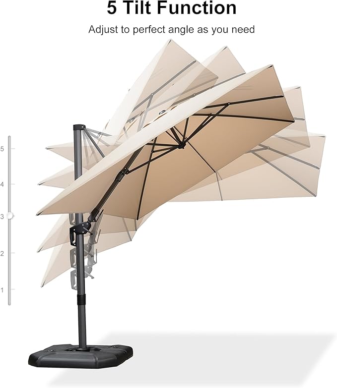 PURPLE LEAF 8.2' X 11.5' Left-right Tilting Patio Umbrella Outdoor Cantilever Swivel Rectangle Umbrella with Tilt Aluminum Offset Umbrella with 360-degree Rotation for Garden Deck Pool Patio Beige PURPLELEAF