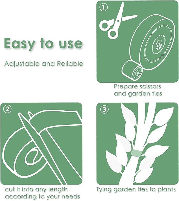 Garden Tie Green Tape, Plant Supports, Gentle On Plants (98.4ft × 0.6 inch, 1 roll, Green) plantactic