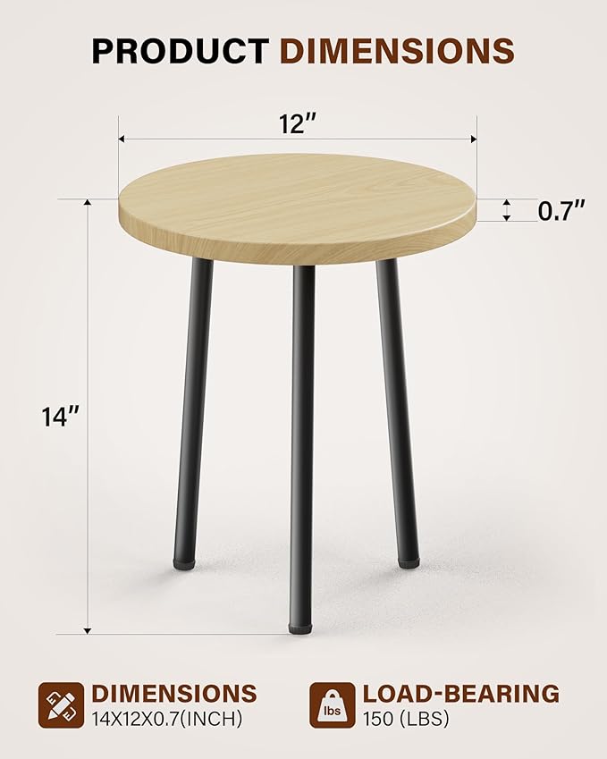 Plant Stand Indoor 14'': Indoor Plant Stand 2 Pack Metal Plant Table - Wood Plant Stool Outdoor Small Round Side End Table Mid Century Modern Decor - Home Decor SAKSUNFORYOU
