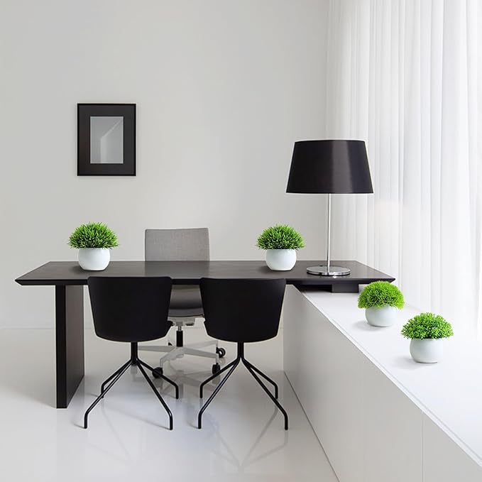 Fake Plants 4 Packs Artificial Potted Plants Faux Greenery Small Fake Shelf or Desk Greenery for Home Indoor,Faux-Indoor-Living Room-Home-Outdoor Rootora