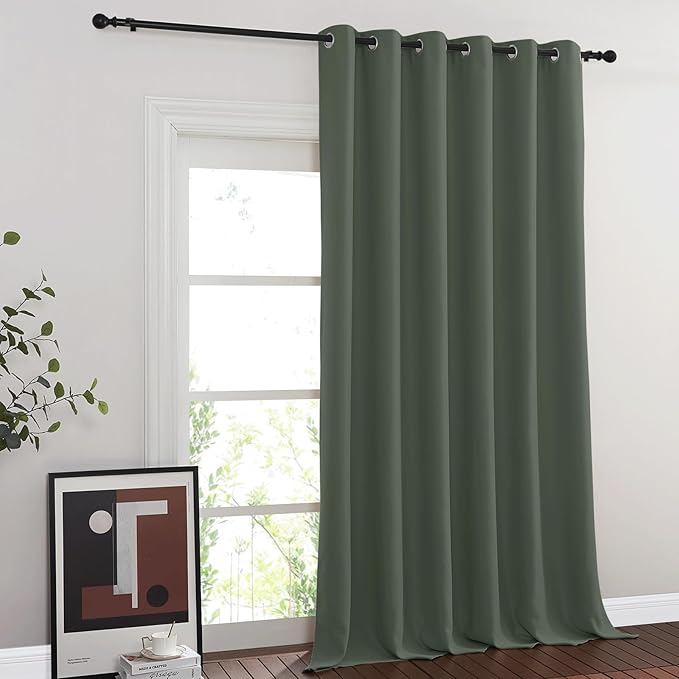 NICETOWN Blackout Room Divider Curtains for Sliding Glass Doors 102 Inches Long 1 Panel, Extra Wide Curtains for Doorway Patio Bedroom Living Room (Dark Mallard, 80Wx102L, 1 Panel) NICETOWN