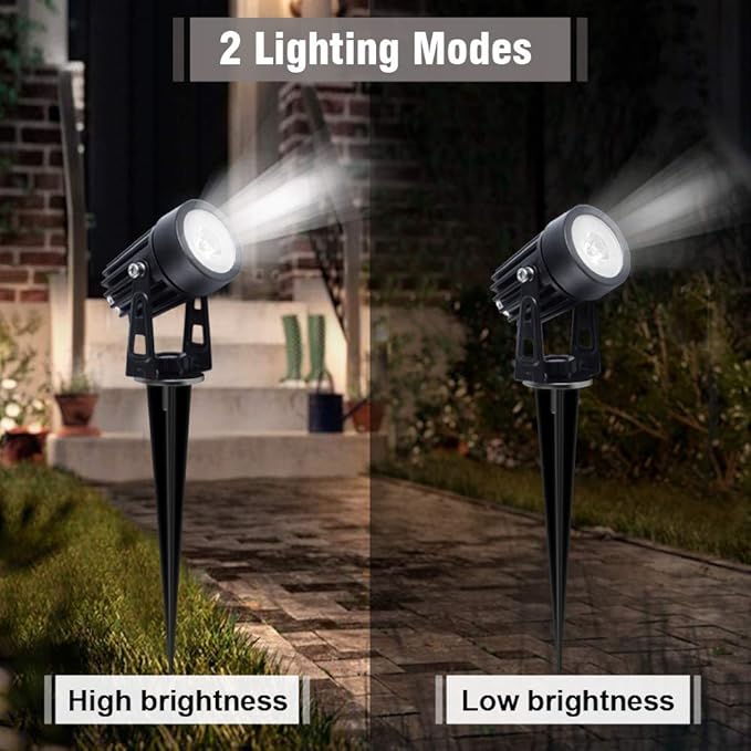 APONUO Solar Spotlights Landscape Lights Low Voltage Outdoor Solar Spotlight IP65 Waterproof 9.8ft Cable Auto On/Off with 4 Cool White for Outdoor Garden Yard Landscape Downlight (4-in-1) APONUO