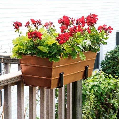 Achla Designs Copper PlatedWindow Flower Box Planter-Small (22" L x 6" W x 5" H) ACHLADesignsHomeGarden