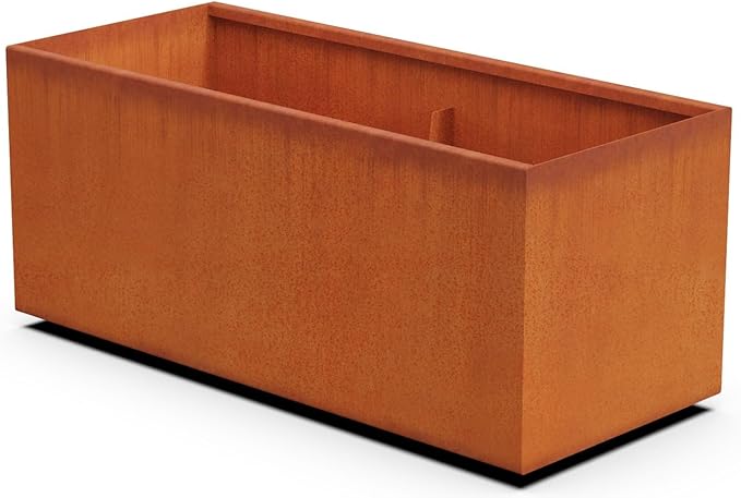 Plantercraft Large Rectangular Planters for Outdoor Plants 46x20 Inch Corten Steel Planter, Extra Large Outdoor Planter Box for Modern Garden & Patio, Heavy Duty Metal Plantercraft