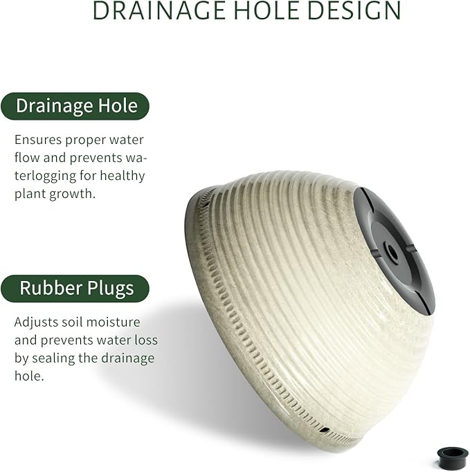 2 Pack Hanging Planters for Indoor Outdoor Plants, 10 Inch Hanging Planter with Drainage Hole & Plug Glazed Hanging Baskets Flower Pots for Garden Home (Off-White) Vanslogreen