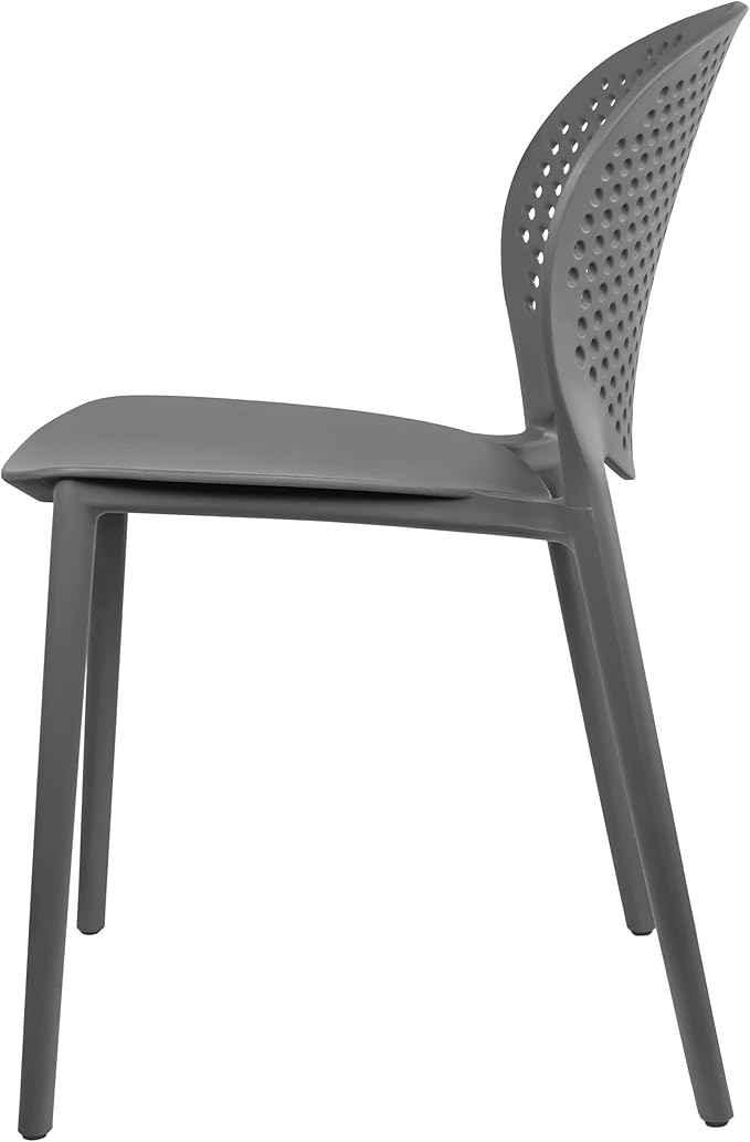 2xhome Set of 4 Patio Dining Chairs | Modern Stackable Outdoor Pool Side Chair | Weather Resistant Plastic for Yard, Porch, Balcony, Kitchen, Gray 2xhome