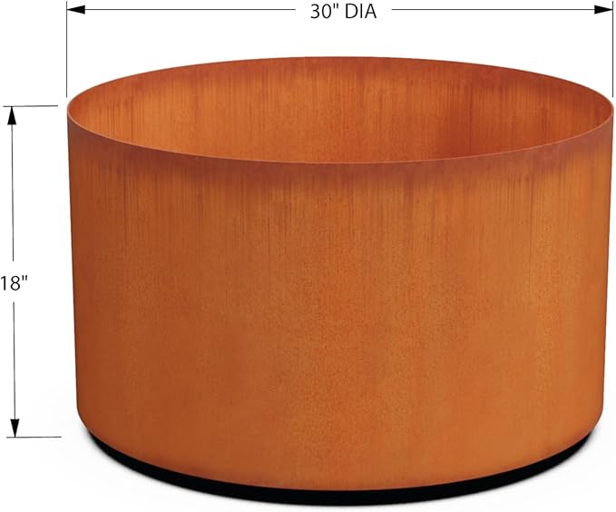 PLANTERCRAFT Corten Steel Metal Planter Box, Round Sizes, Modern Garden Steel planters for Commercial and Residential Outdoor Use. Plantercraft
