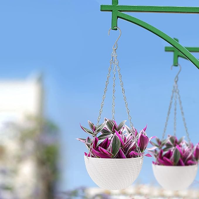 Foraineam 10 Pieces 6 Inch Hanging Planters, Garden Self-Watering Flower Plant Pot Container, Mini Succulent Planter Pots with Hanging Chain Foraineam