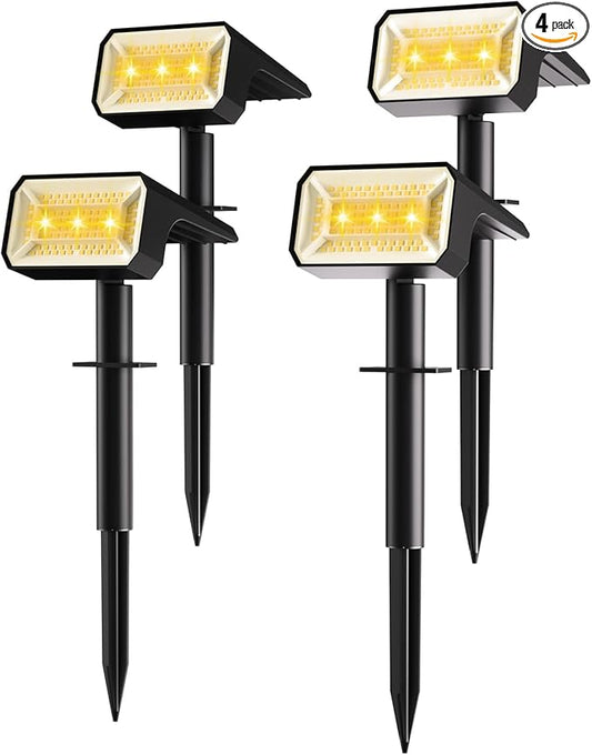 Fabrito Solar Spot Lights Outdoor 4 Pack, [108Leds, 4 Modes] Auto On/Off Spotlights, IP67 Waterproof Landscape Lights for Tree, Yard, Patio, Pool, Pathway, Driveway, Warm White Fabrito