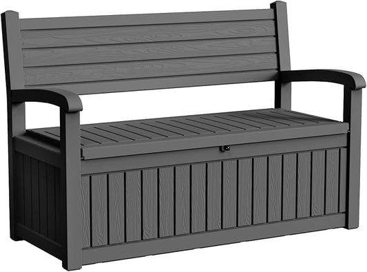 DRATO 75 Gallon Storage Bench Deck Box Outdoor Indoor,Lockable Durable All-Weather Seating with Hidden Storage,Deck Storage for Garden, Pool, Patio DRATOprovidesawarmandcozy