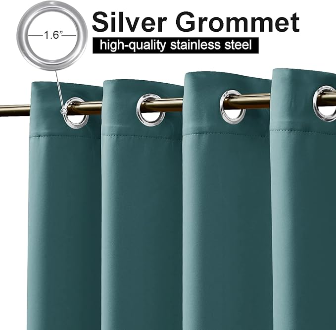 NICETOWN Patio Outdoor Curtain Waterproof, Thermal Insulated Rustproof Grommet Blackout Indoor Outdoor Gazebo Curtain/Drape for Outdoor Activity, Teal, 1 Panel, W52 by L84 NICETOWN