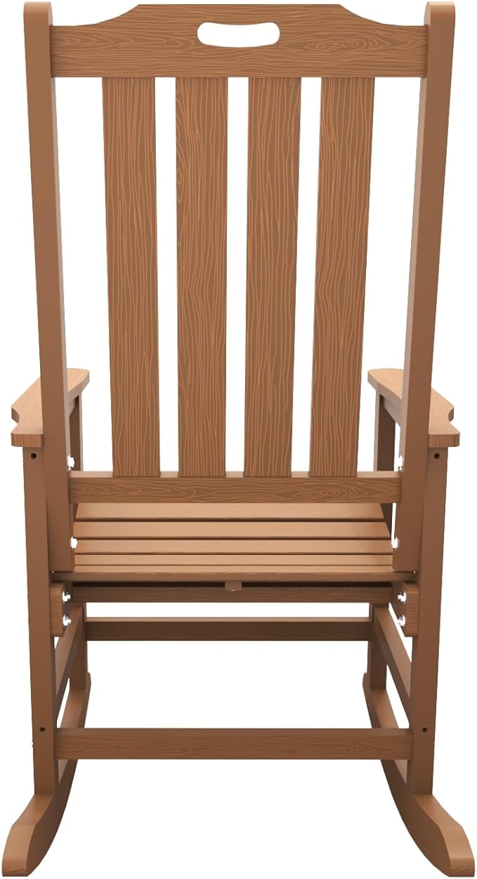 Oversized Rocking Chair Set of 8, Outdoor Rocking Chair for Adults, All Weather Resistant Porch Rocker for Lawn Garden, Wood THOEOE