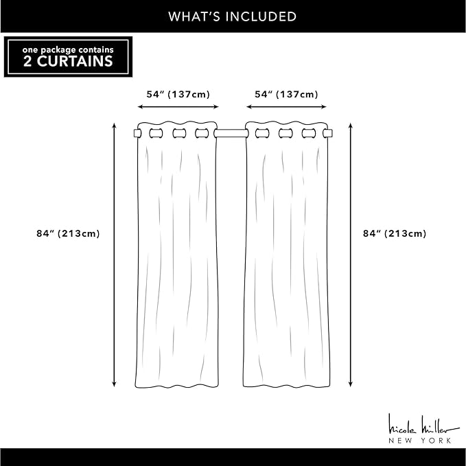 NICOLE MILLER NEW YORK Canvas Indoor/Outdoor Grommet Top Curtain Panel Pair, 54"x108", Green Apple NicoleMiller
