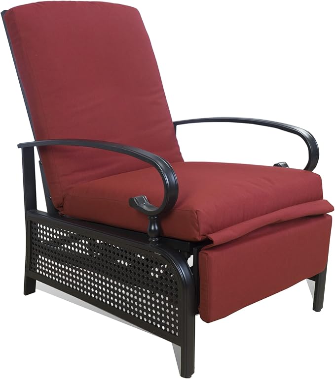 Kozyard Adjustable Outdoor Reclining Lounge Chair, Cushioned Patio Chaise Lounge with Extendable Metal Frame for Sunbathing, Reading & Relaxing – Comfortable Outdoor Recliner(Burgundy) Kozyard