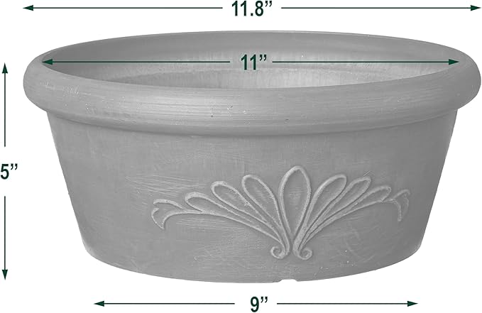 Arcadia Garden Products PSW TA30TP Plastic/Stone/Wood Composite Bulb Pan – No Drainage Hole (Drillable), Planter Bowl for Succulents, Bonsai, Fairy Gardens, Herbs,12-Inch, Taupe PSW