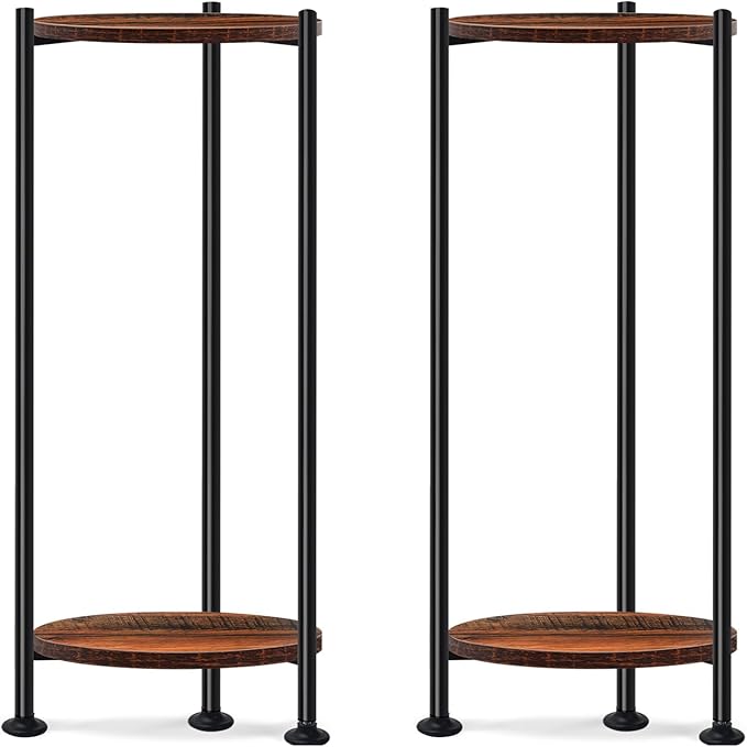 2-Pack Plant Stand Indoor Outdoor, 30'' Tall Plant Stands for Indoor Plants, Heavy Duty Indoor Plant Shelf, 2 Tier Flower Stand for Living Room, Balcony, Deck(Brown) Lilybud--lily