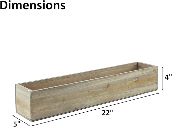 CYS EXCEL Rectangle Wood Planter Box with Removable Plastic Liner (H:4" Open:22"x5") | Multiple Size Choices Wood Rectangular Planter | Indoor Decorative Window Box CYSEXCEL%C2%AE